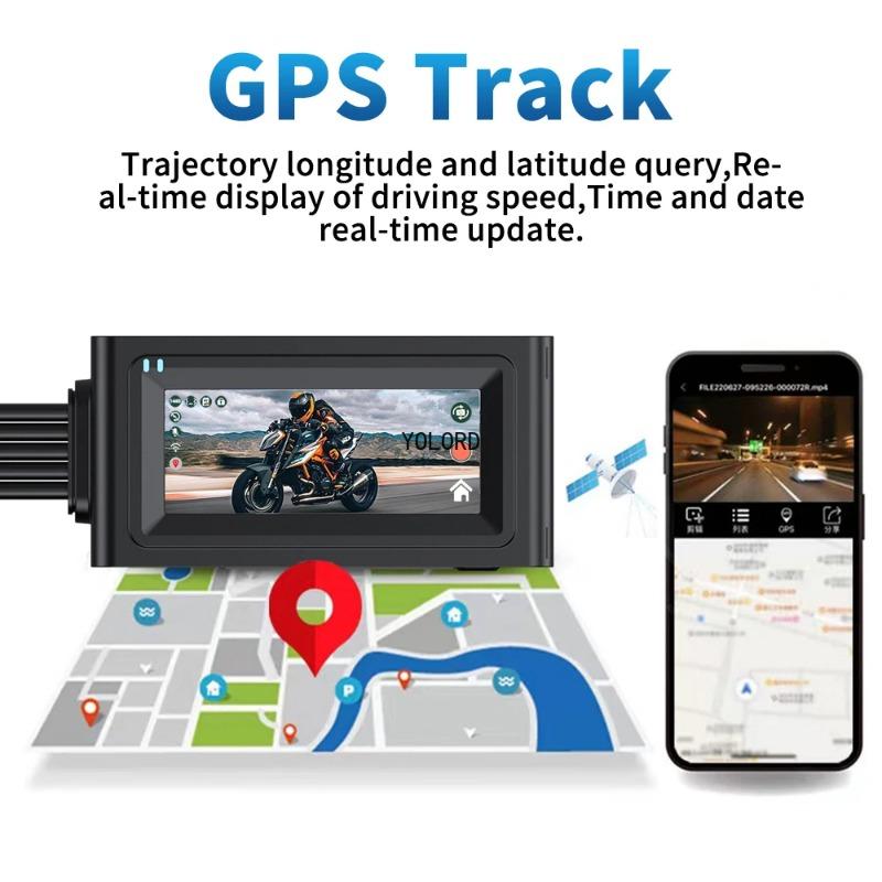 Водонепроницаемая камера для мотоцикла с сенсорным экраном WiFi Dual 1080P Full HD Motor DVR Dash Cam Black GPS Box