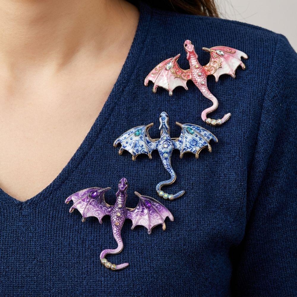 Fantasy Dragon Crystal Wing Dragon Pin Zinc Zinc Zinc Alloy Animal Dragon Brooch Holiday Party