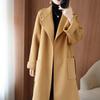 Женское шерстяное пальто средней длины двустороннее - 100% чистая шерсть, свободный крой, утолщенное для зимней моды