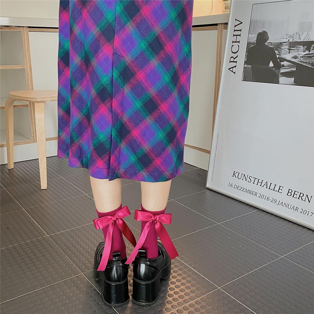 New Handmade Socks Lolita Cute Bow Cotton Mid Calf Women's Socks