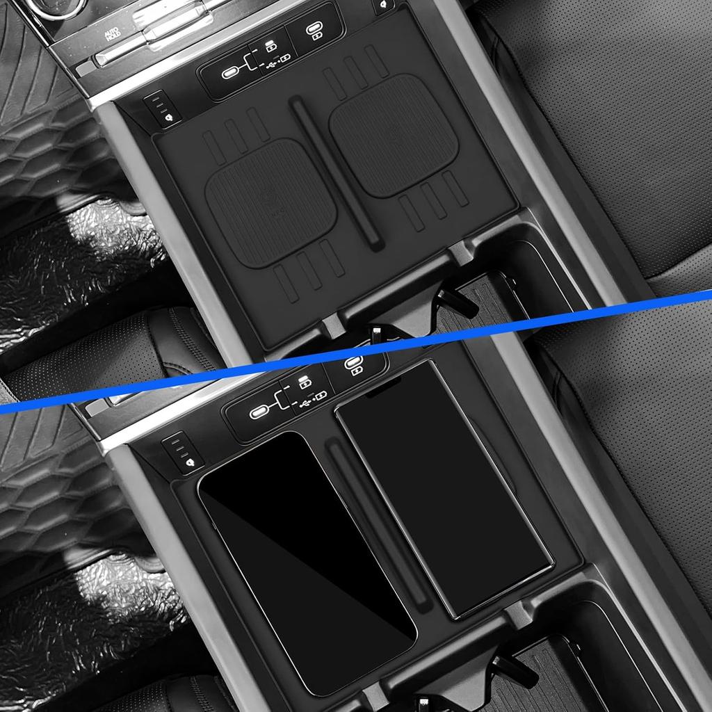 LUCKEASY Wireless Charger Mat For 2024 2025 2026 Hyundai Santa Fe Not For Tucson Car Center Console Auto Interior Anti-Slip Protector Pad Silicone