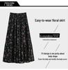 Plus-Size Pleated Chiffon Floral Skirt: 2024 Summer Retro Fashion