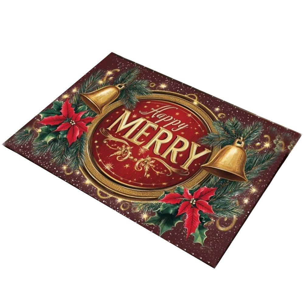 Anti Slip Christmas Carpet Non-Slip Durable Cartoon Bathroom Mat Retro Absorbent Santa Claus Elk Door Mat Home Decoration