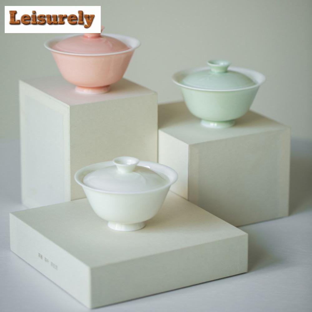 100 мл белая фарфоровая бамбуковая теневая гайвань бутик однотонная тонкая шина чайная супница крышка для чайника чаша для чайных украшений