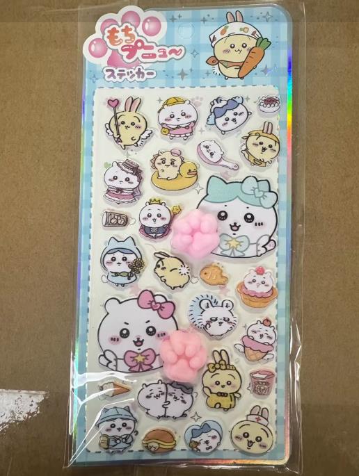 4pcsNew Jiyikawa Plush Pinch Happy Plush Adorable Cat Claw Stress Relief Decals Bubble Decals Phone Case Ornamental Decals
