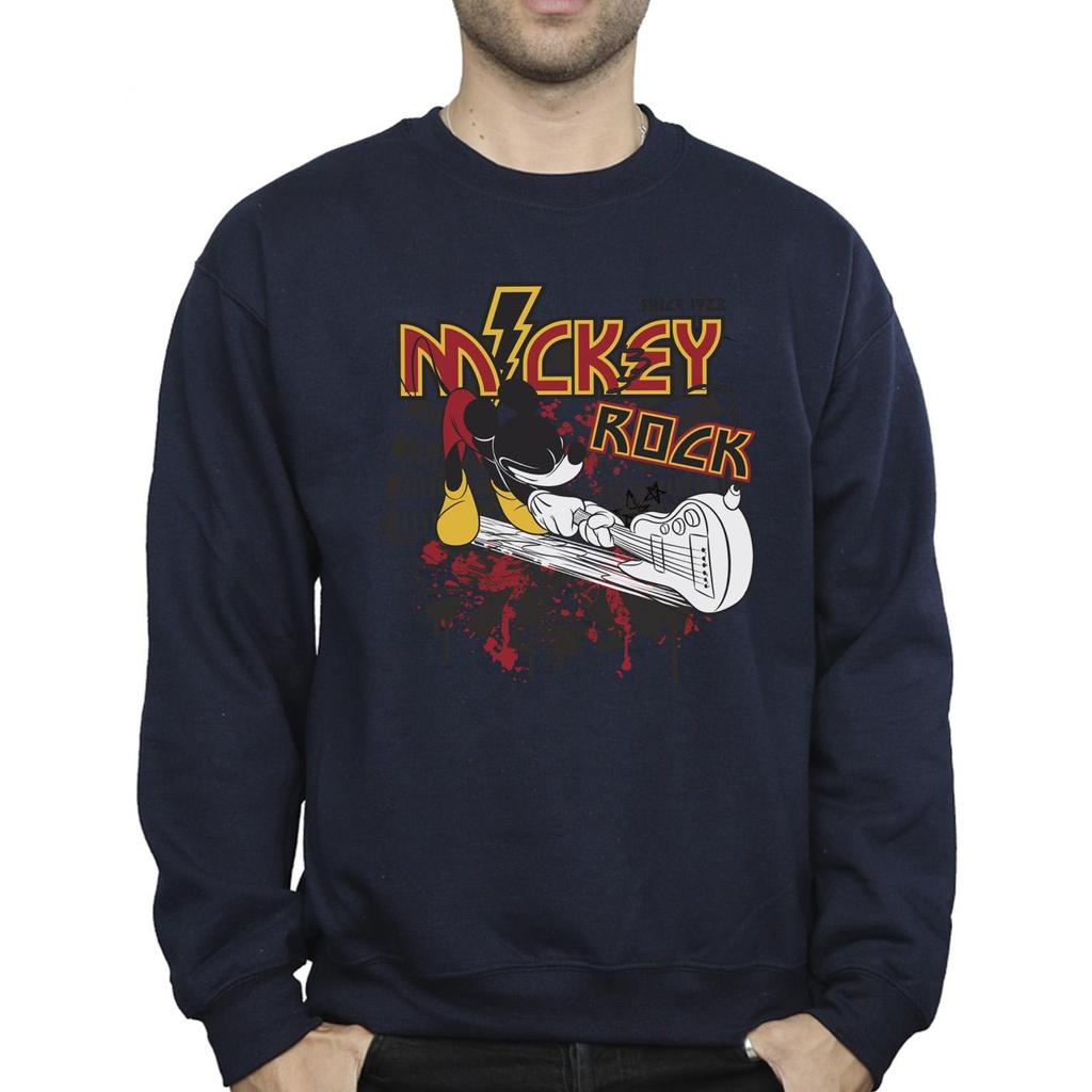 Disney Mens Mickey Mouse Smash Guitar Rock Sweatshirt