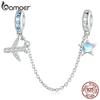 BAMOER стерлингового серебра 925 пробы самолет и звезда серебряная силиконовая защитная цепочка аксессуар для женщин браслет DIY ювелирные изделия