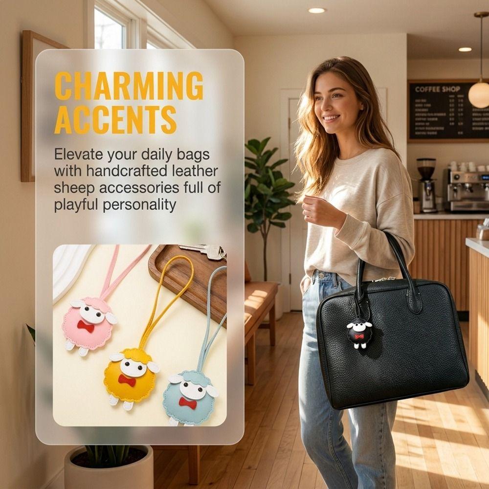 Goat PU Leather Sheep Keychain Cartoon Sheep Bag Charm Trendy Lamb Pendant Keyring Women