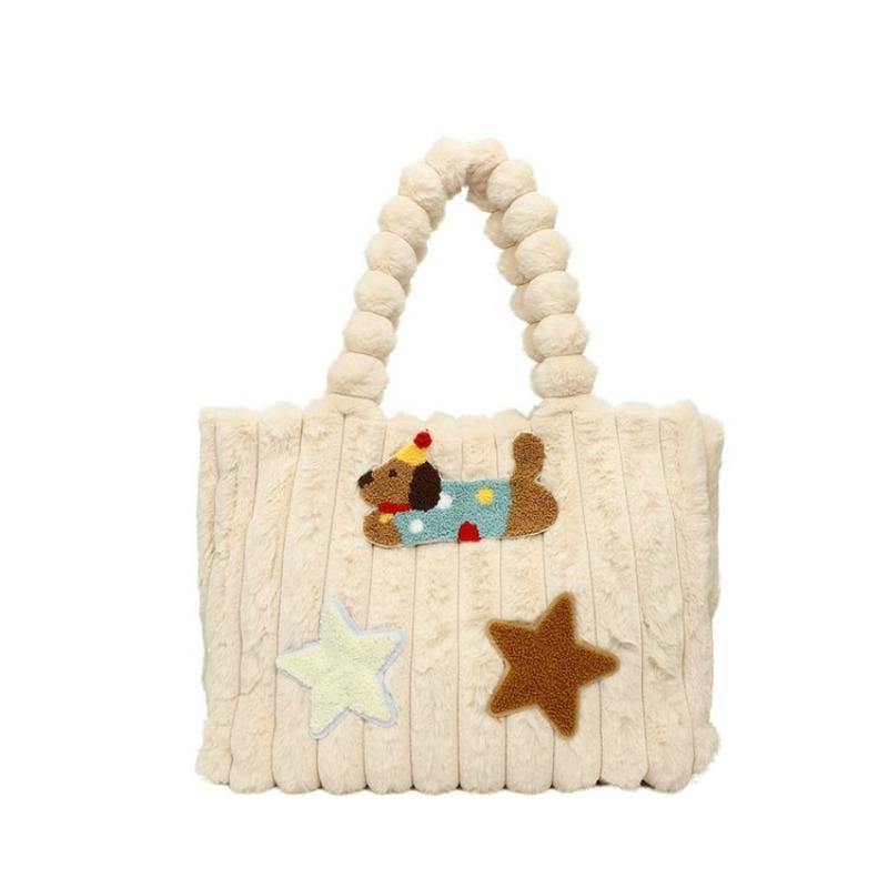 Сумка-тоут такса осень новая милая женская сумка через плечо большой вместимости портативная плюшевая сумка тренд