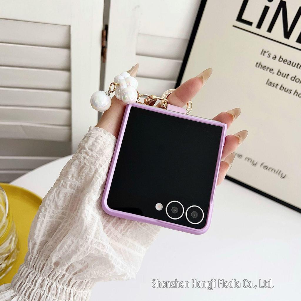 Samsung Z Flip7 Frosted Skin-Feel Case with Hand Strap - Drop-Proof Protective Cover for Flip6