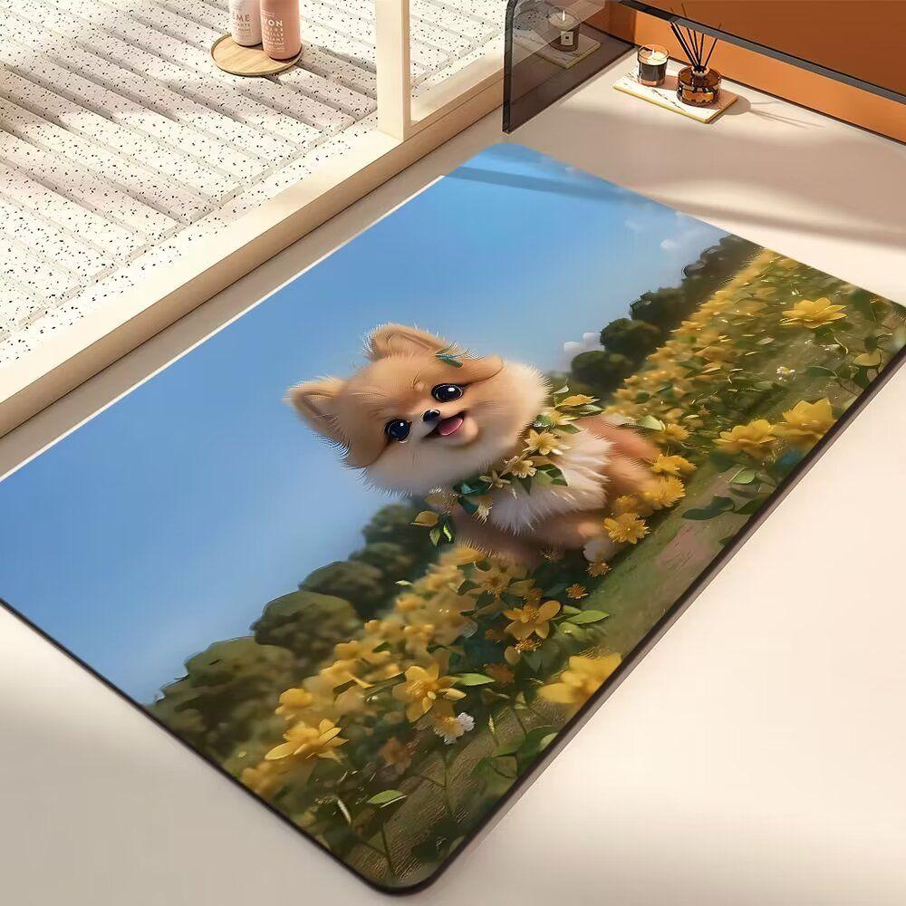 Диатомовая грязевая впитывающая подстилка мультяшный милый щенок коврик для пола в ванной туалетный коврик для двери нескользящий коврик для двери быстросохнущий коврик