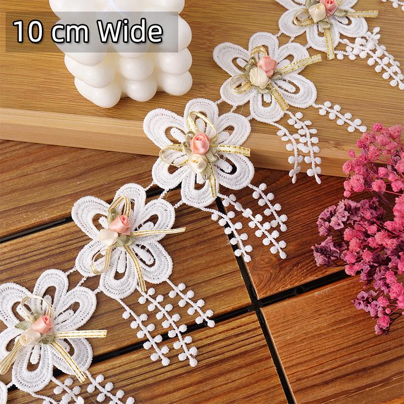 Flower Embroidered Lace Trim Ribbon For Crafts Wedding Dress Sewing Accessories Diy Material Needlework Decorative Fabric