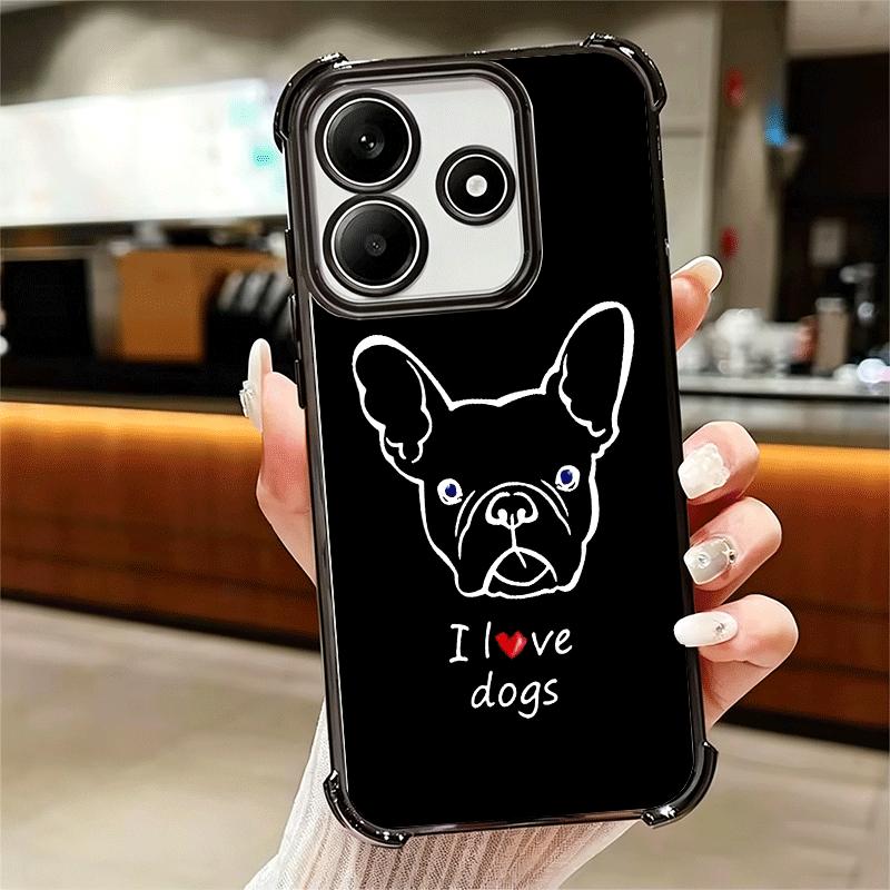 French Bulldog Black Desgin Plating Phone Case For Xiaomi Redmi Note 14 15 Pro Plus 13 12 11 11S 11T 10 9S 9 5G Anti-Fall Airaba