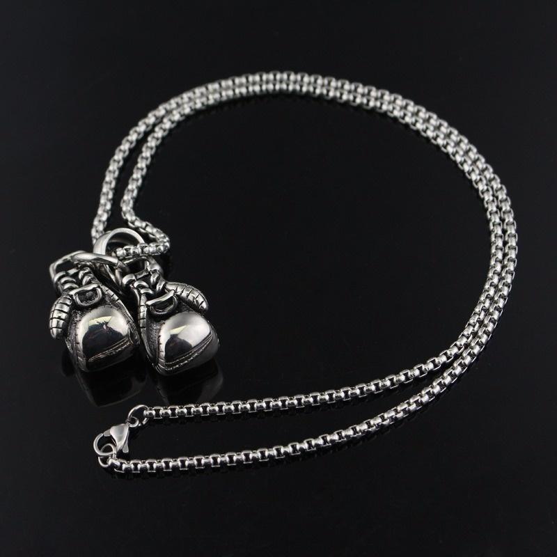 Fashion Creative Double Fist Boxing Gloves Necklace Personality Accessories Pendant Hip Hop Necklace Men's Fashion Gifts