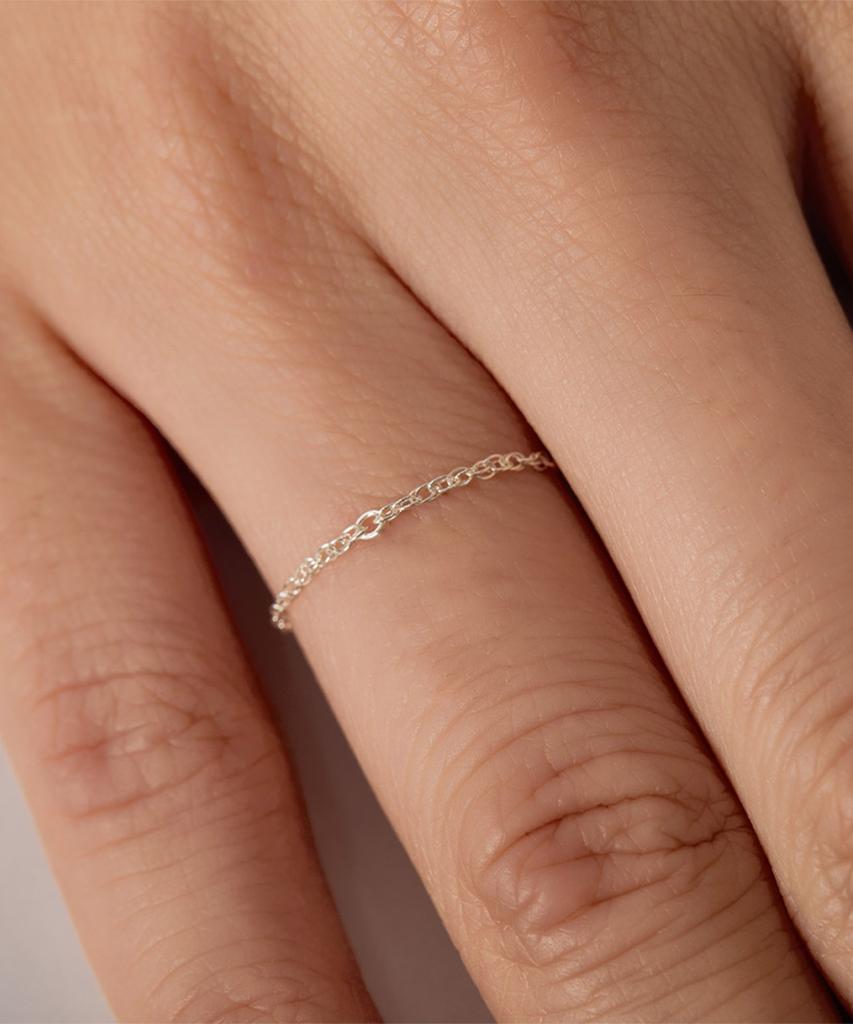 Helene Jewelry Серебряное кольцо с цепочкой в виде каната, стерлинговое серебро 925 пробы (Тип А)