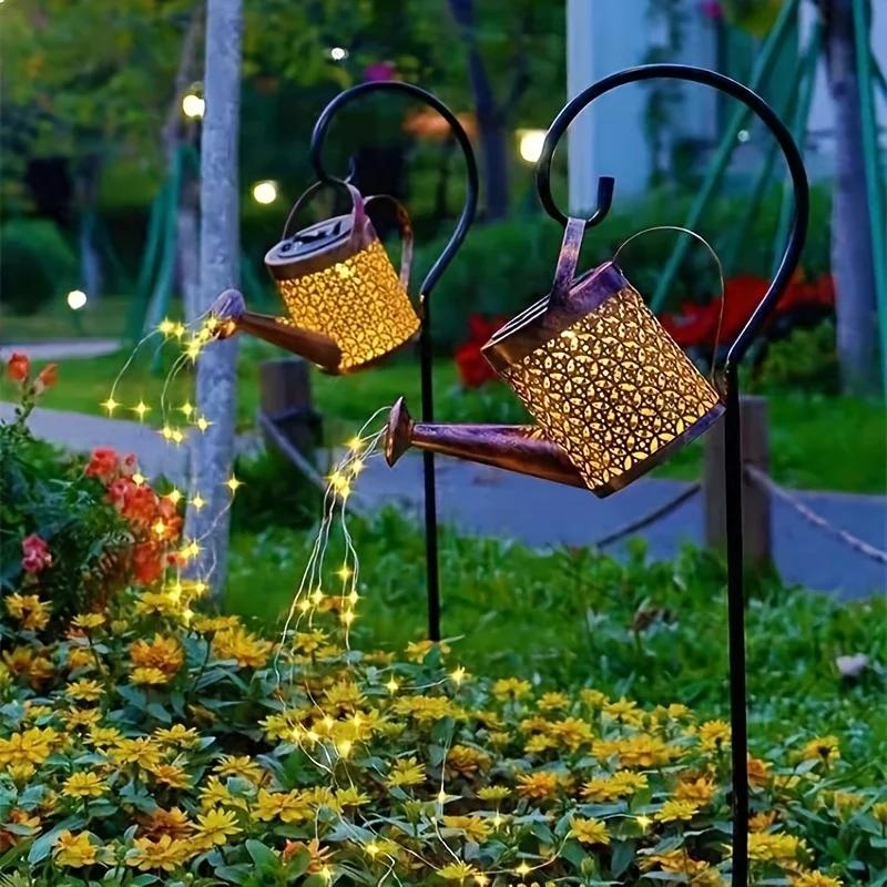 LED Solar Watering Can Lights Outdoor Solar Lantern String Waterproof Garden Lights for Patio Yard Pathway Plant Decoration