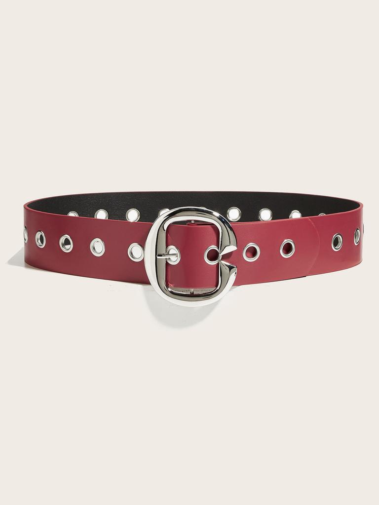 Color Fashion Solid Large Metal Buckle Decoration Women Casual Wide Belt