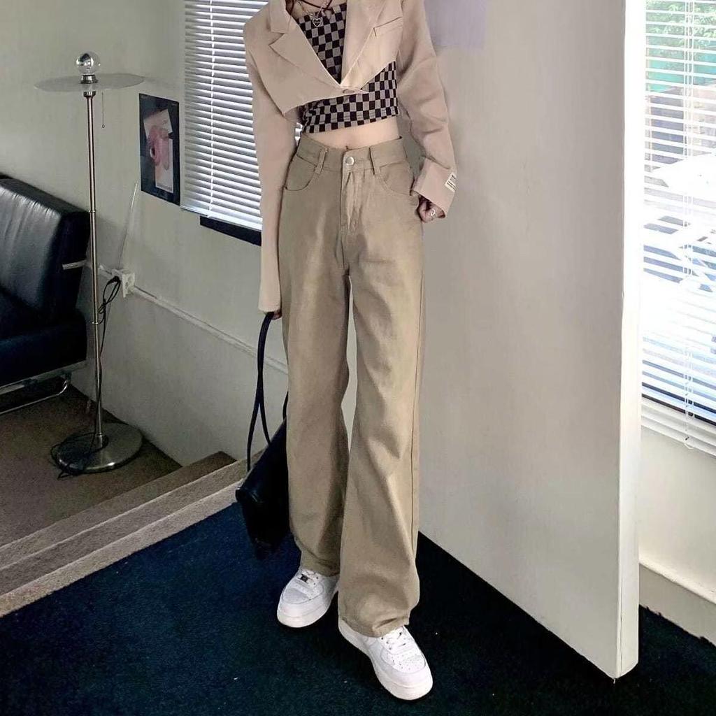 2023 Women's High-Waist Wide-Leg Jeans: Spring/Autumn Loose, Slim, All-Match Korean Style