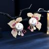 Slightly Inlaid Colored Zircon Earrings Light Luxury Fashion Flower Pearl Elegant Versatile Ear Jewelry