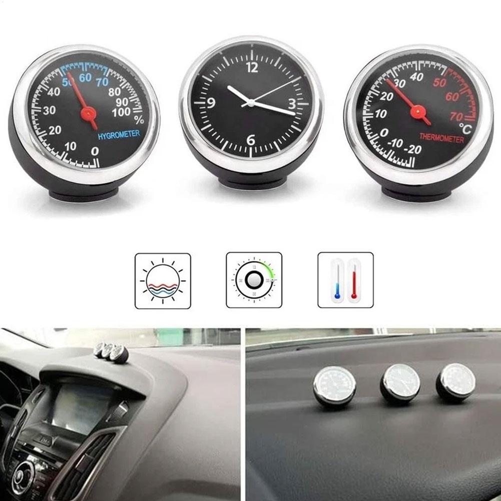 Светящиеся часы Измеритель влажности Украшение на приборную панель Мини-часы Датчик температуры Аналоговый термометр Наклейка Цифровые часы Датчик