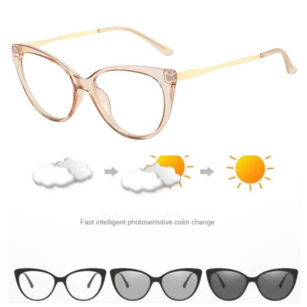 Women Pochromic Optical Glasses Men Anti Blue Light Cat Eye Eye Glasses Unisex Anti Radiation Eyewear