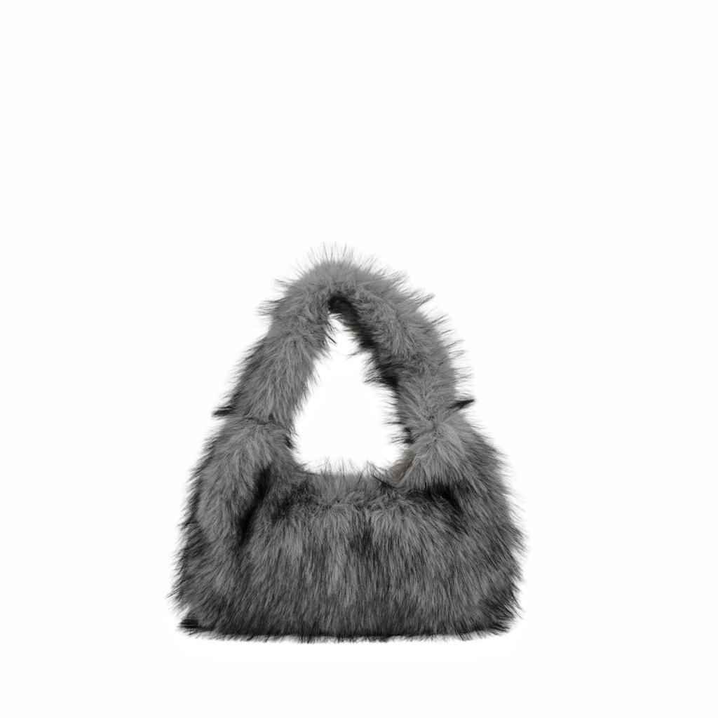 Autumn Winter New Faux Raccoon Fur Fluffy Handbag Women's Fashion Shoulder Bag Clutch Small Square Bag Soft Comfortable Versatile