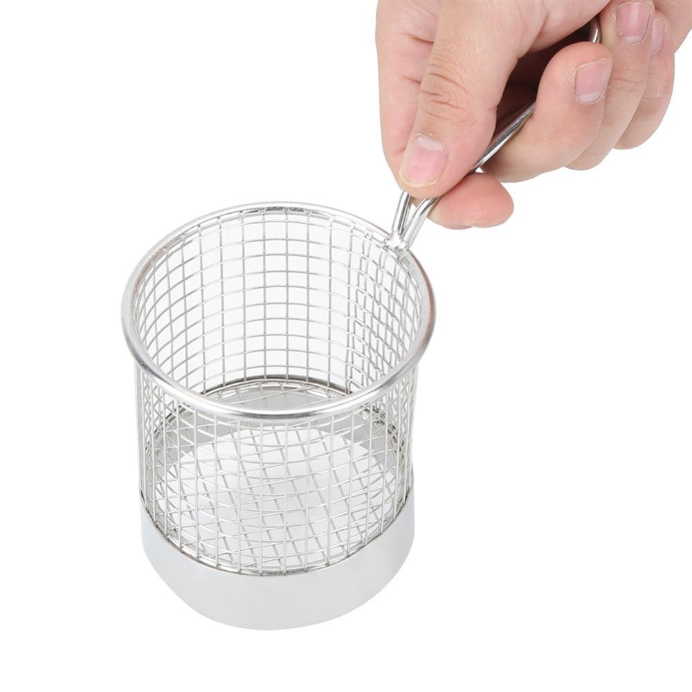 Stainless Steel French Fry Basket Round Shape Fries Holder Deep Fry Basket Coffee Shop