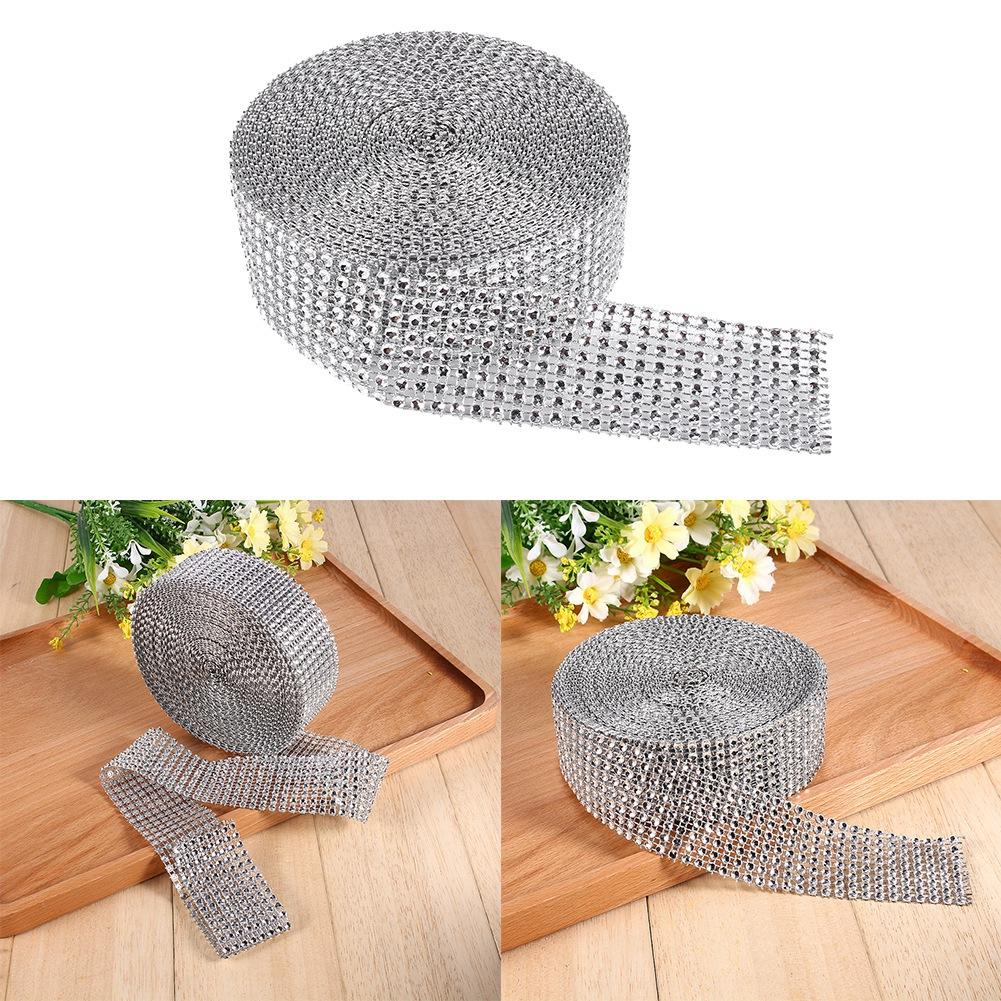 10 ярдов рулона лент со стразами и сеткой, обертка из кристаллов и бриллиантов для проектов по искусству и ремеслу, серебро