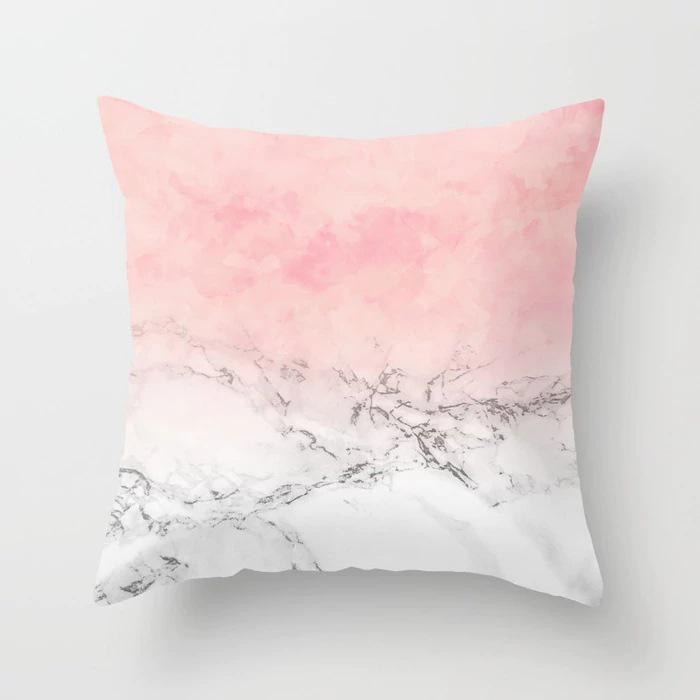 New Sofa Pillowcase, Marble Pattern Peach Leather Velvet Material Pillowcase, Soft