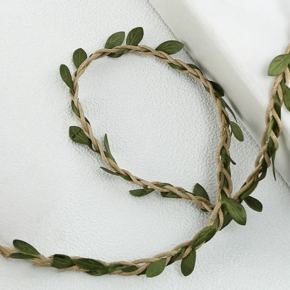 10M/Roll Boho Style Burlap Leaf Ribbon Natural Jute Rope Vine Simulation Vine Gift Decoration