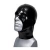 Сетчатые глаза Латексный капюшон Открытый подбородок Резиновая маска для Костюма фетиш Клубная одежда БДСМ