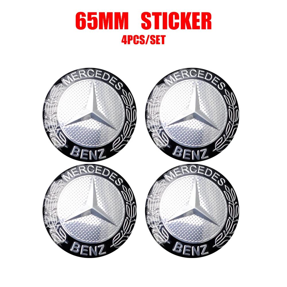 56/60/65mm Aluminum Auto Wheel Center Cap Stickers Benz Badge Tire Accessories For Mercedes Benz G S R C E B A Class E300 S200