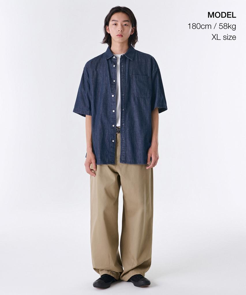 MUSINSA STANDARD Oversized Short Sleeve Denim Shirt [Indigo]