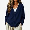 Women S Corduroy V Neck Cardigan Long Sleeve Two Button Solid Casual Outerwear