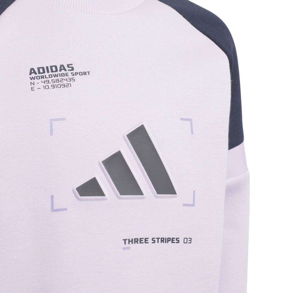 adidas Спортивный пуловер с круглым вырезом и буквенным логотипом, длинный рукав, детские топы KB5129