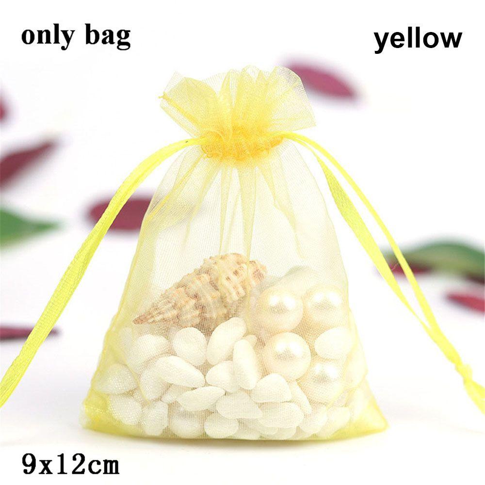 50pcs 9x12cm Colorful Party Candy Box Sheer Organza Jewelry Pouches Gift Bags Packaging