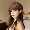 Flat Top Suede Berets Warm Women Octagonal Hat Vintage Artist Hat  Daily