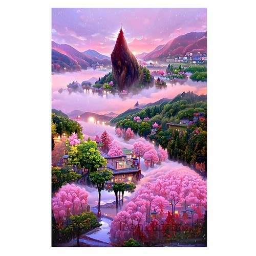 Diamond Painting Romantic Pink Flower House Castle Scenery Diamond Mosaic Embroidery Rhinestone DIY Princess Bedroom Decor S403