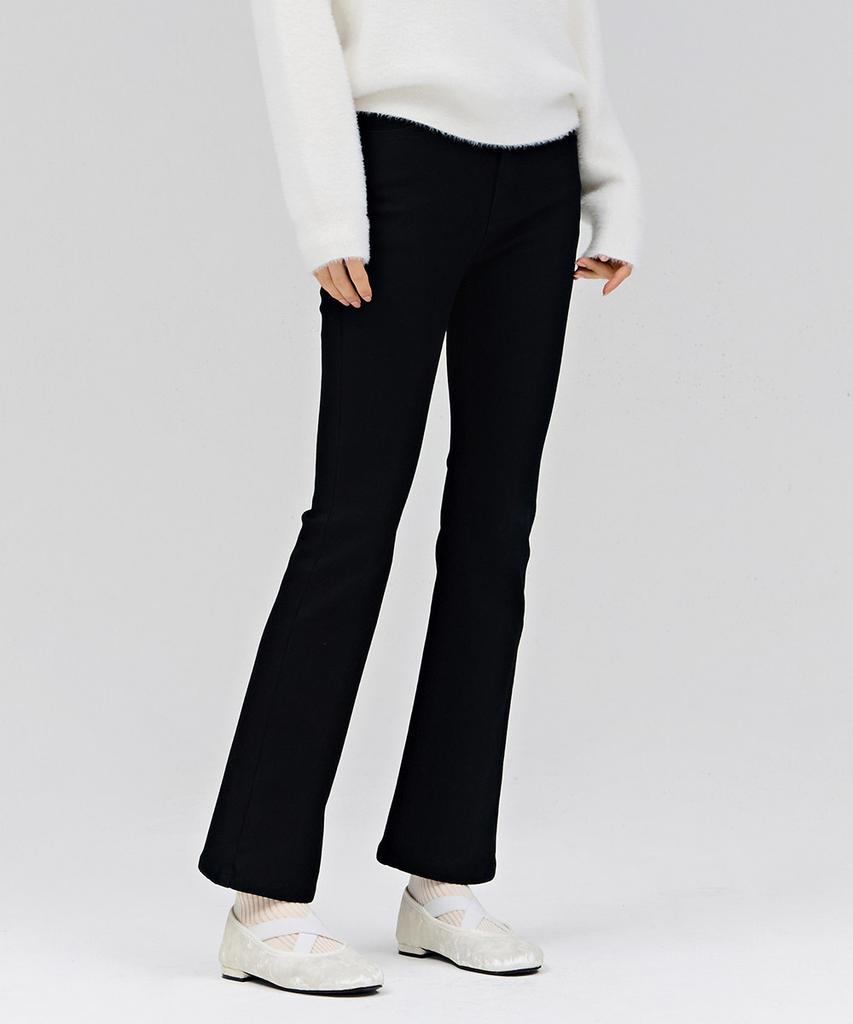 CHASECULT Women'S Bonded Black Hidden Elastic Bootcut Denim Pants - Black