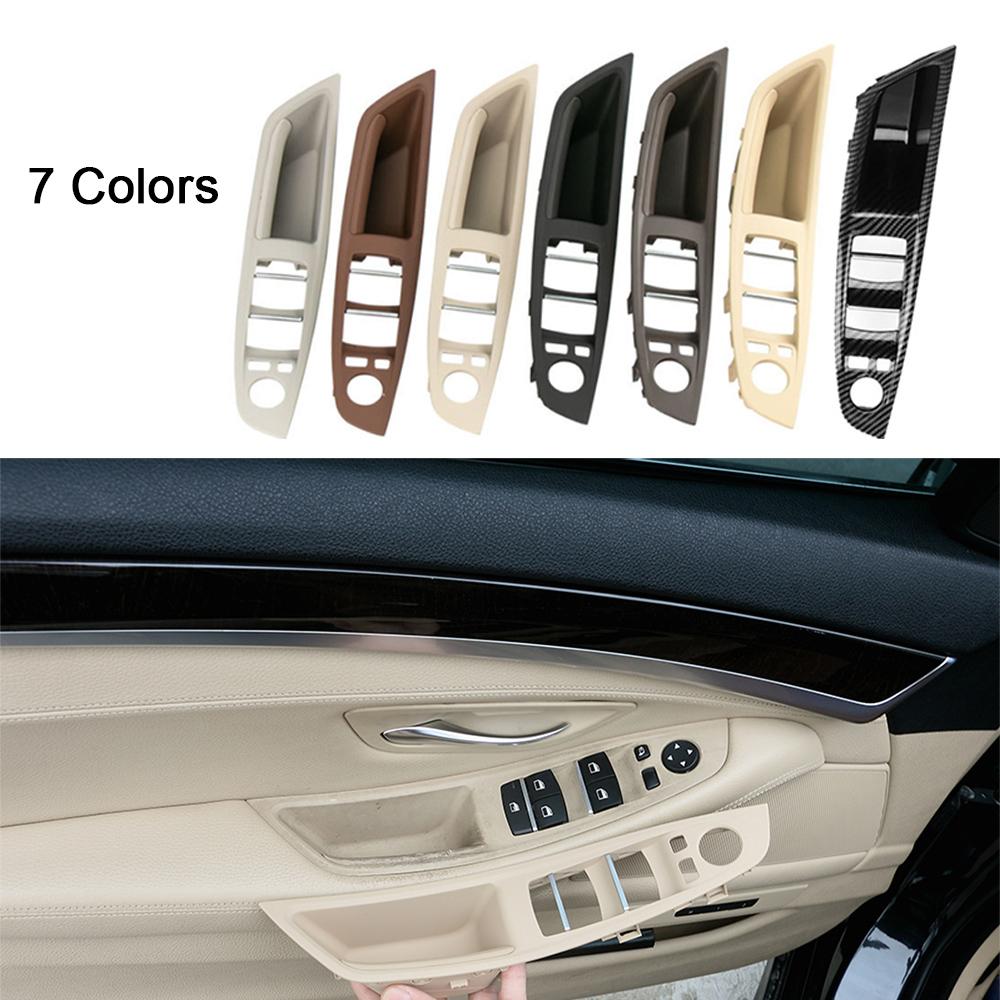 HUALIC 7pcs Left Handle for BMW 5 Series F10 F18 Left Drive LHD Carbon Fiber Car Interior Door Handle Plate Decorative