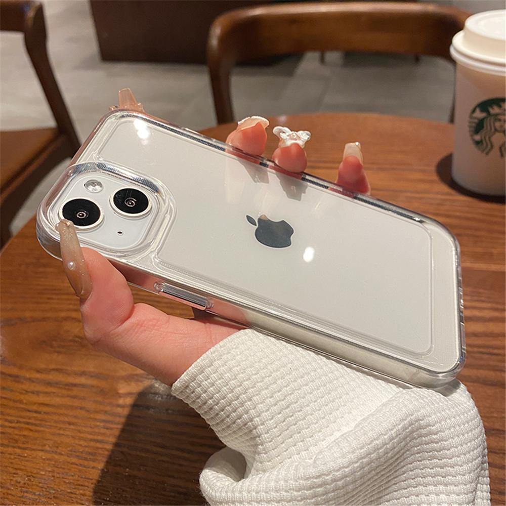 HD Clear Acrylic Case For iPhone 17 Air 16 15 Plus 14 13 12 11 Pro Max XR X XS Plus Mini Luxury Shockproof Soft Frame Hard Cover