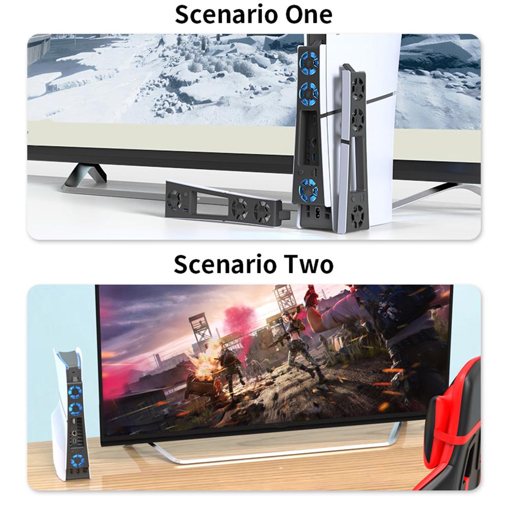 Тихий кулер для консоли PS5 Slim с регулируемой скоростью. Бесшумный улучшенный охлаждающий вентилятор со светодиодной подсветкой для Playstation 5 Slim.
