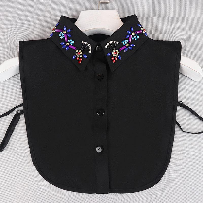 Pearl Detachable Collar Women Crystal Diamond Chiffon Shirt False Fake Collar Women Removable Peto Mujer Chemisier Faux Cols Tie