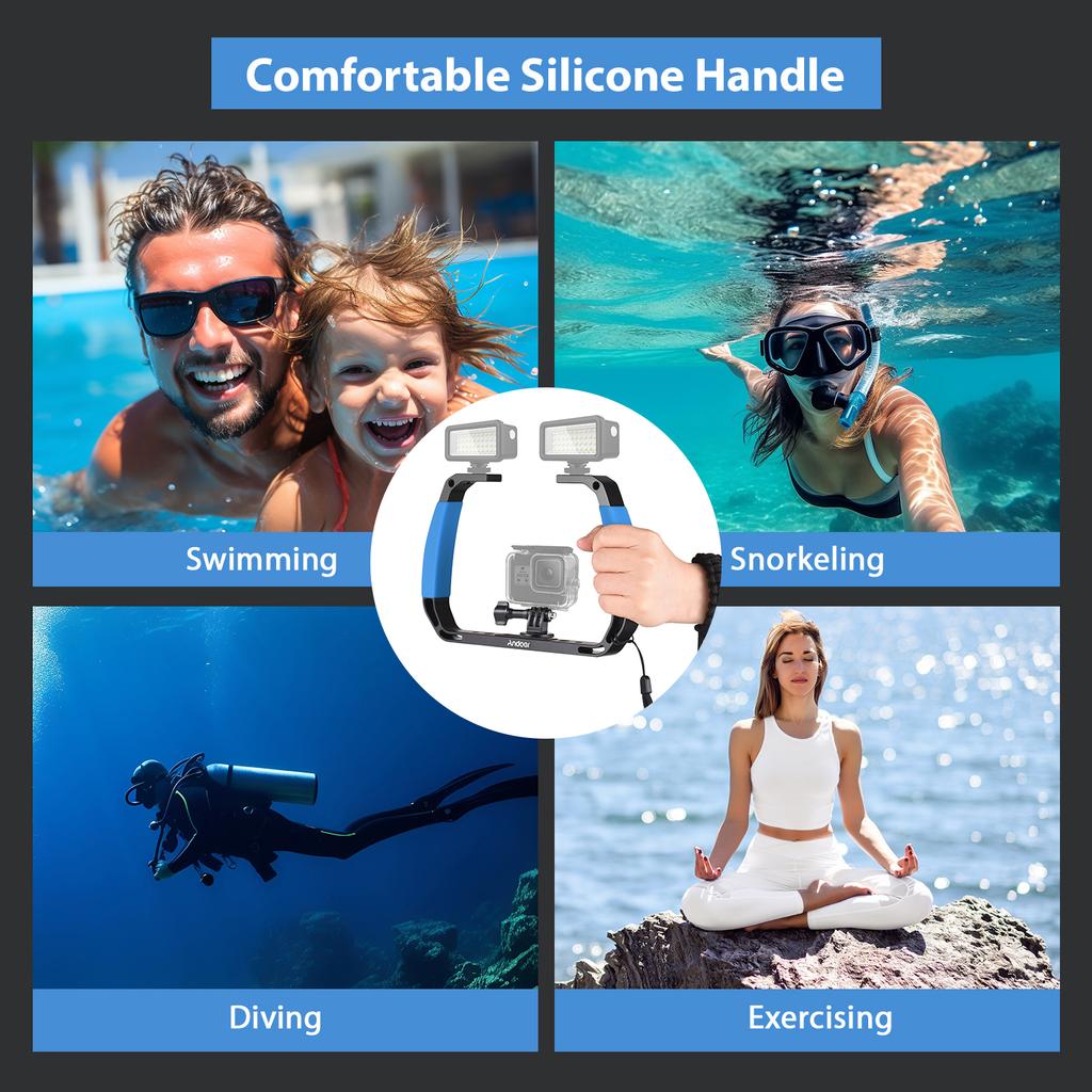 Andoer Sports Camera Underwater Diving Rig Handheld Stabilizer for Action Camera Cage Dive Rig with Cold Shoe Mounts