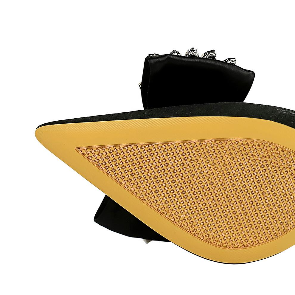 BIGTREE European and American High-heeled Stiletto Shallow Mouth Pointed Side Hollow-out Cloth Super High Heel Diamond-bow Single Shoe