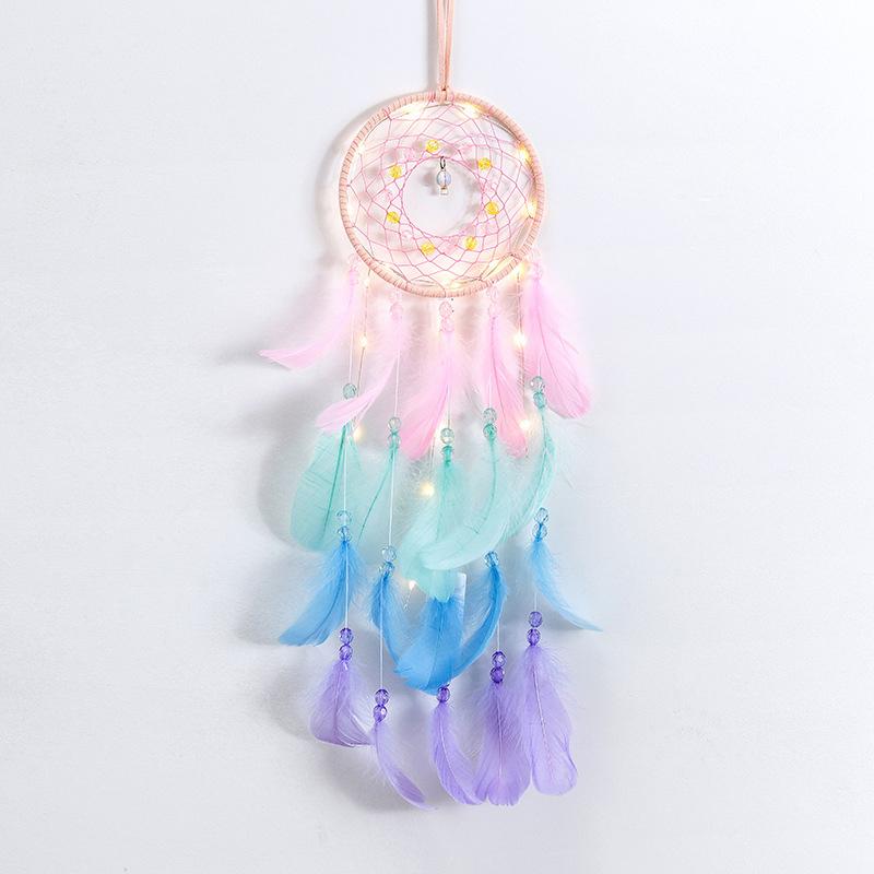 Colorful True Feather Dream Catcher Lights Up Creative Dreamcatcher Girls Practical Special Birthday Gifts Home Decoration