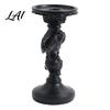 Decorative Candle Holder Gothic Pillar Holder Resin Raven Skull Candlestick Halloween Table Decoration Indoor Tealight Stand for Tabletop Holiday