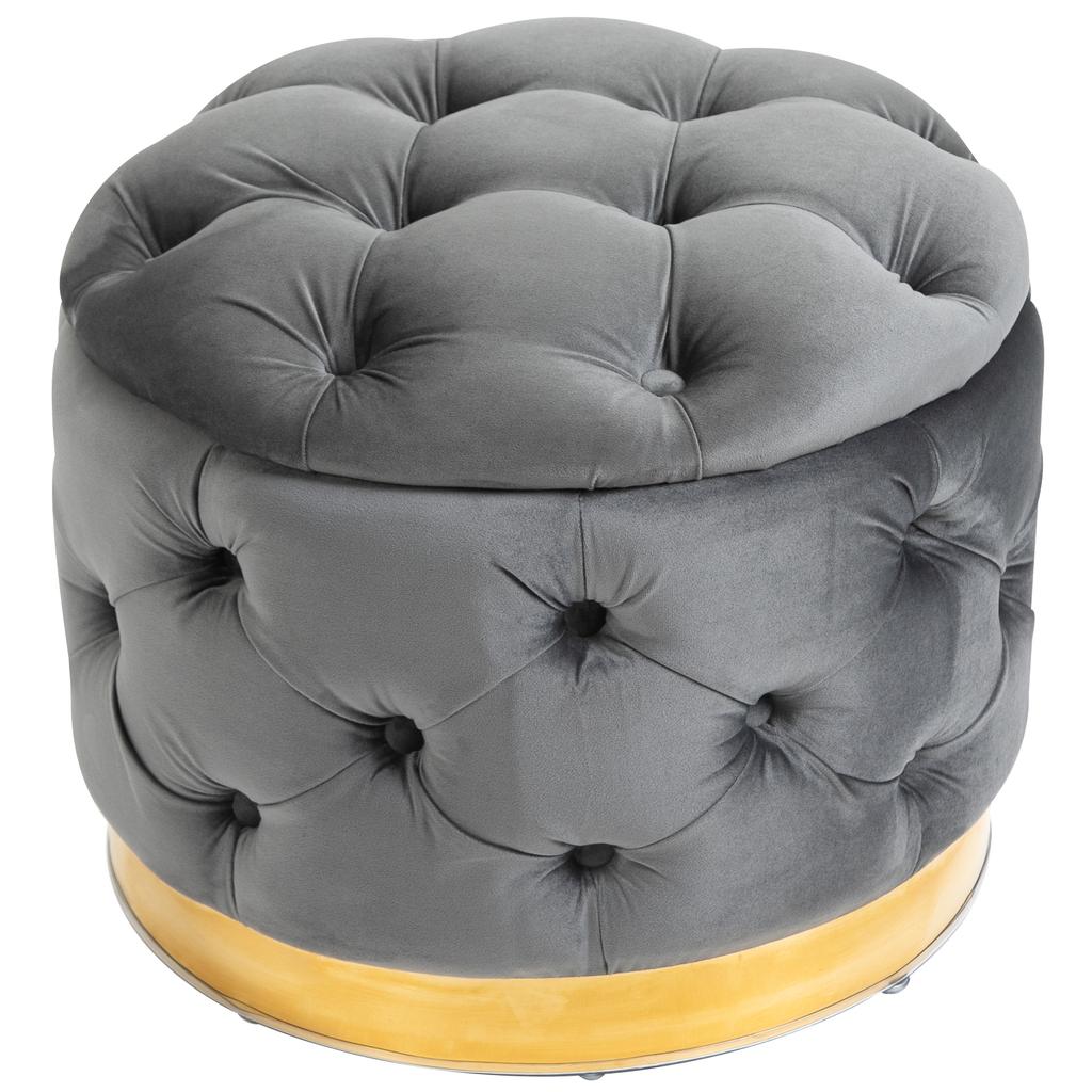 Vintage Stool, Seat Stool Storage Bench Footstool Footrest with Storage, Upholstered Stool, Metal, Foam, Charcoal Gray, 55 x 55 x 42 cm