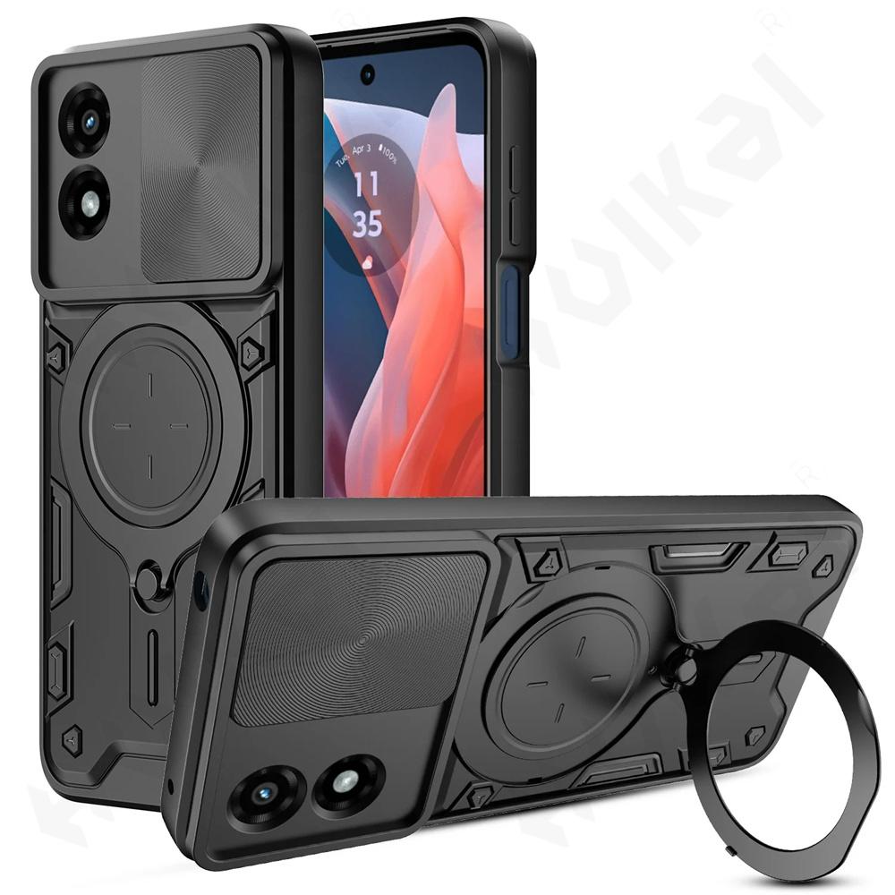 Бронированный чехол для Motorola Moto Edge 50 Pro 40 30 20 Neo Pro Lite G84 G54 G14, магнитное вращающееся защитное кольцо для камеры, крышка-подставка на 360 градусов