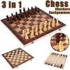 3-in-1 Foldable Solid Wood Chess Set with Exquisite Craftsmanship